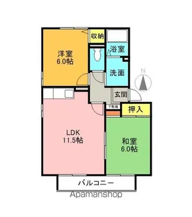 ジュネス梨子ノ木 壱番館【202号室】の間取り