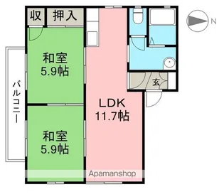 クレセント・トウヨウ B棟【2階】の間取り