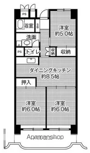 岐阜県岐阜市西中島5丁目【マンション】の間取り