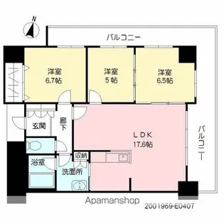 プライムメゾン セントラルパーク【407号室】の間取り