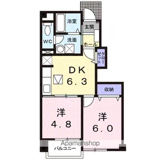 フルハムロード【1階】の間取り