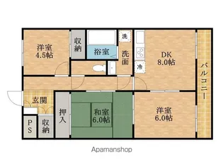 ロイヤルスクエアあむⅠ【403号室】の間取り