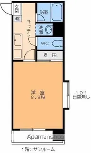 グレイスパル木屋町【101号室】の間取り
