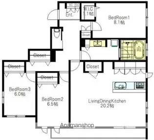 東京都目黒区駒場3丁目【マンション】の間取り