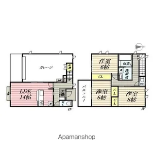 東京都福生市大字熊川【テラスハウス】の間取り
