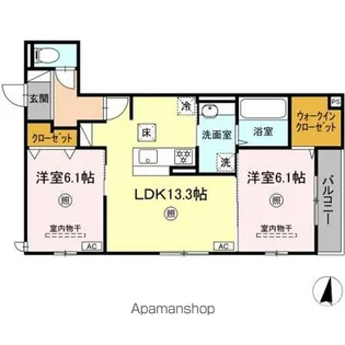 D-ROOM高須2丁目B棟【1階】の間取り