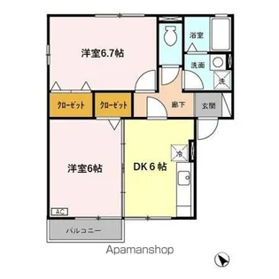 ヴィル グリシーヌ A・B【2階】の間取り