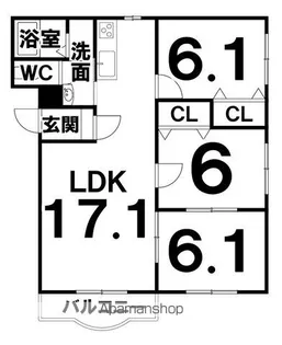 パティオあかしやⅠ【2-B号室】の間取り