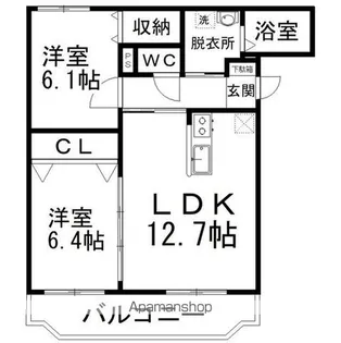 グランソレイユ屯田【203号室】の間取り