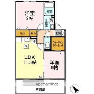 ヴェルドミール Ⅰ棟【I-102号室】の間取り