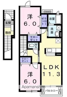 宮城県仙台市青葉区愛子東4丁目【アパート】の間取り