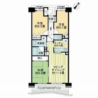 ライオンズマンション千葉グランドタワー【16階】の間取り