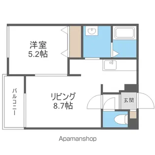 グランビア大谷地【101号室】の間取り