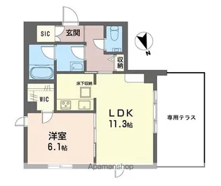 ココン三軒茶屋【102号室】の間取り