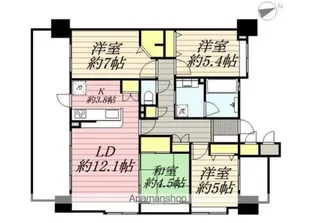 サンリヤン箱崎ウエストコート【405号室】の間取り