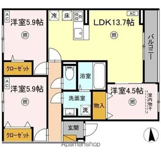 DーKISARIA大和【1階】の間取り
