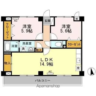 ハピネス三条【3階】の間取り