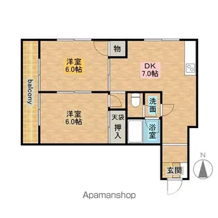 宮山ハイツ【102号室】の間取り