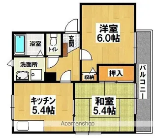 アパートシモン【202号室】の間取り