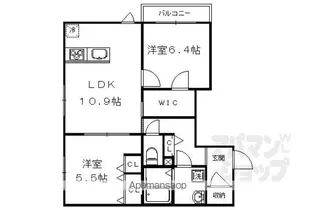 シャーメゾン嵯峨広沢【102号室】の間取り