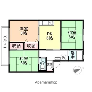 ハイカムール赤田B棟【101号室】の間取り