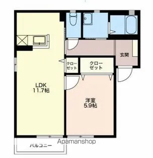 シャーメゾンシーマウスAB棟【A101号室】の間取り