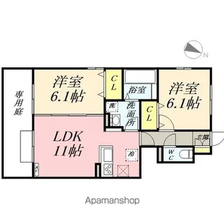 ソレイユ B棟【1階】の間取り