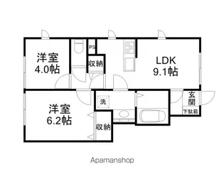 PLAISIR堅田A棟【102号室】の間取り