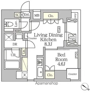 アジールコート松濤【6階】の間取り