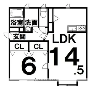 FUN HOUSE【1-C号室】の間取り