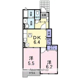 サニーリブC棟【1階】の間取り