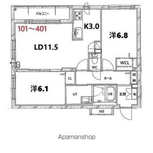 BASE厚別西【1階】の間取り