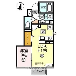 サンティエ若杉【1階】の間取り