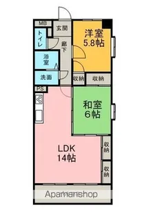ルーセント向イ山【4階】の間取り