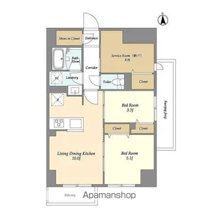 ドゥーエ尾久【8階】の間取り