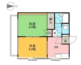 リバーハイツⅠ【202号室】の間取り
