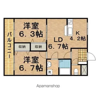 レインボーヴィレッジ【1階】の間取り