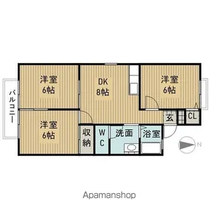 グリンビューわかぞのA・B棟【1階】の間取り