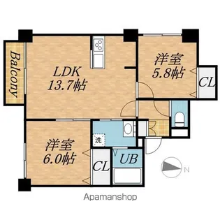 グラードエルヴィータ円山【502号室】の間取り