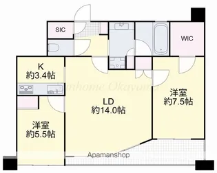 リベール桑田町セントラルシティ【6階】の間取り