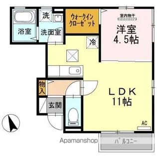 シュクレール・フォー【1階】の間取り