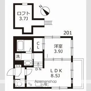 ハーモニーテラス志賀町Ⅹ【2階】の間取り