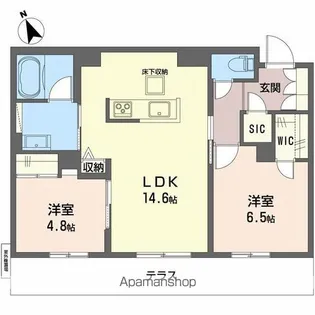 シャーメゾン ワイズベル【102号室】の間取り