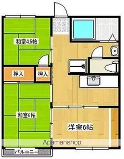 グリーンハイツ B棟【B205号室】の間取り