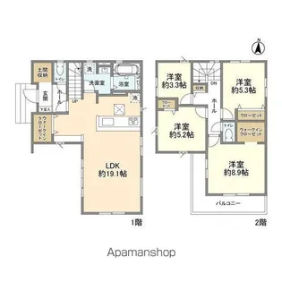 埼玉県春日部市備後西2丁目【一戸建】の間取り