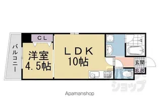 グラシアス城南宮【401号室】の間取り