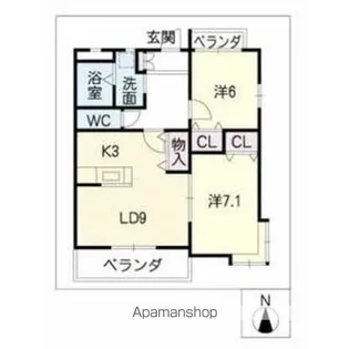 エピーメロン越水【3階】の間取り