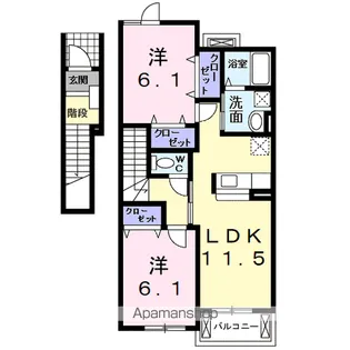 ユーベル B【2階】の間取り