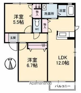 メゾンシャルマン A棟【2階】の間取り