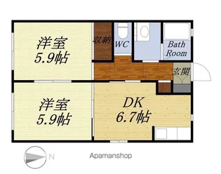 スキヤハイツ寿【103号室】の間取り